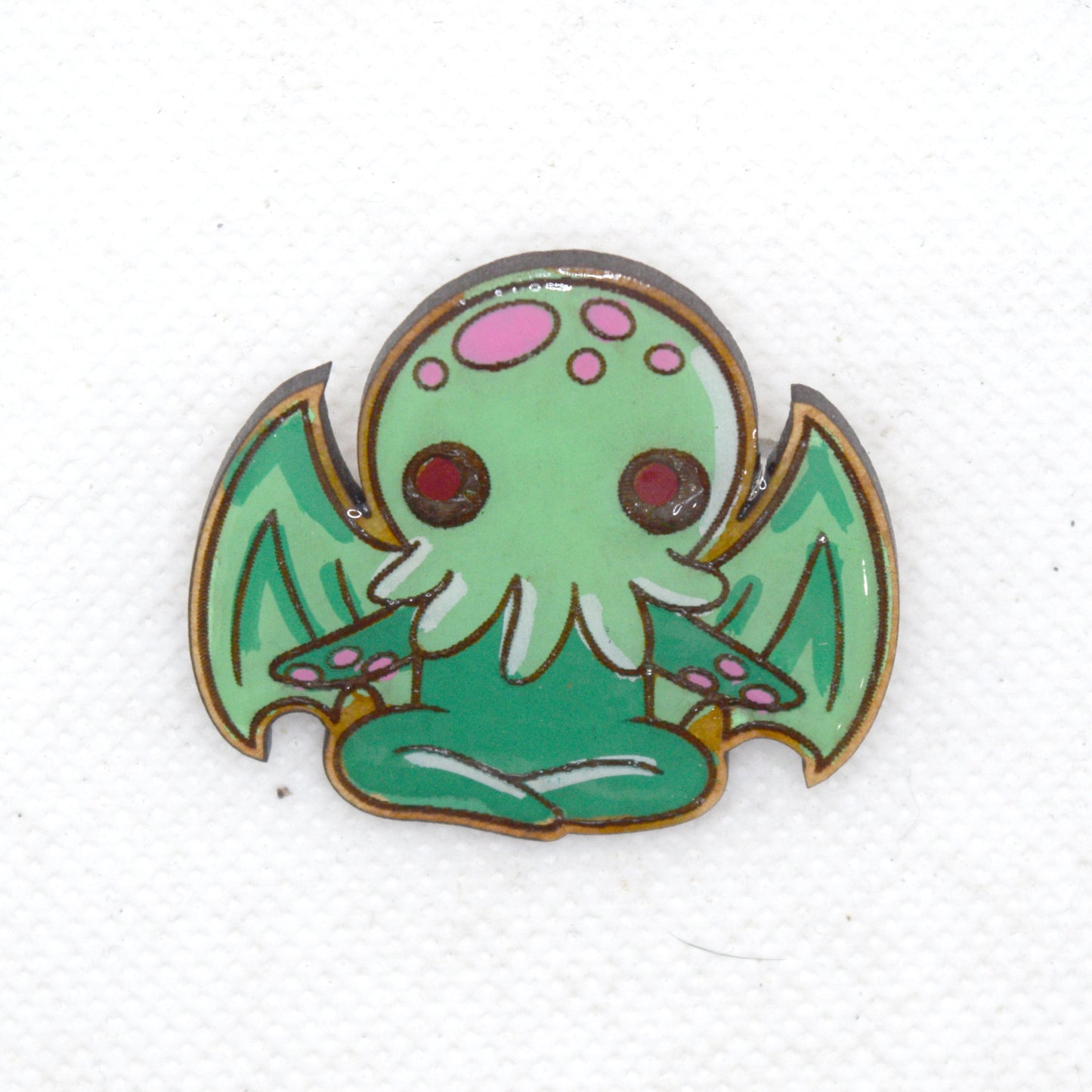 Cutesy Cthulhu Wooden Lapel Pin