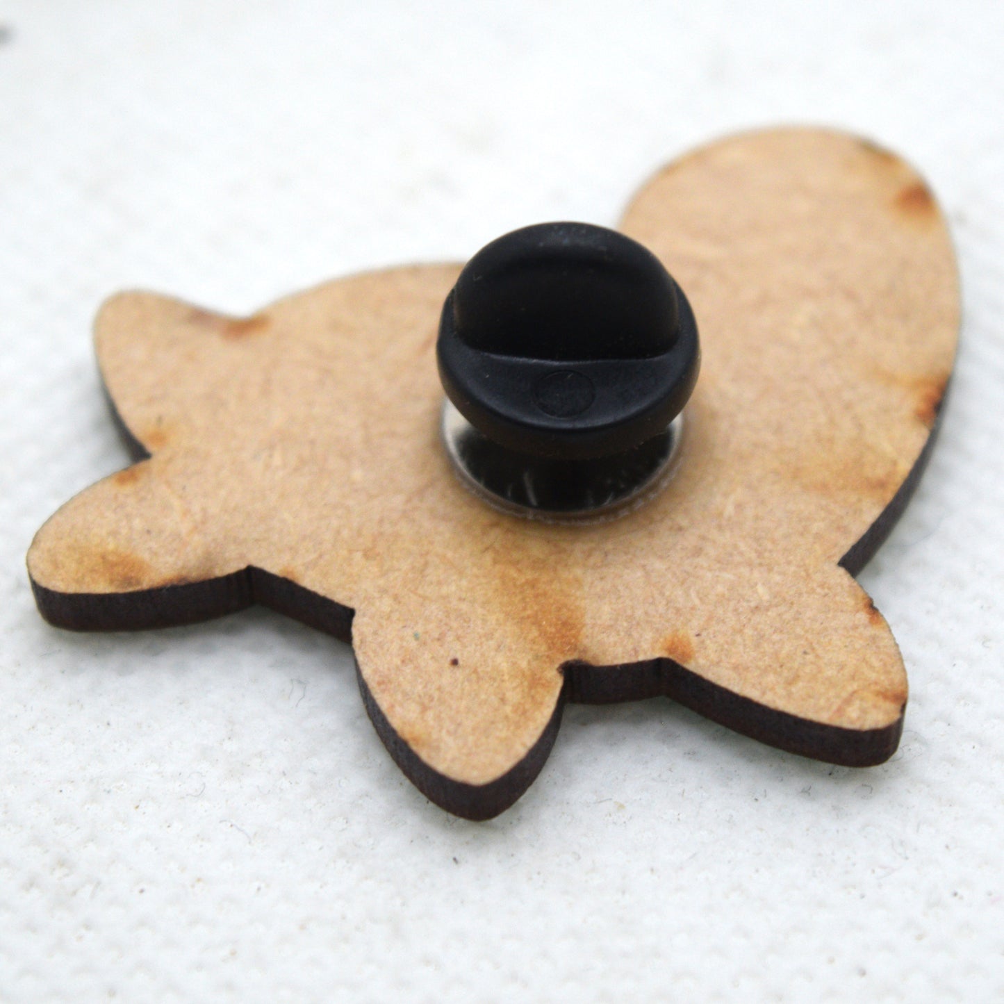 Cutesy Nessy Wooden Lapel Pin back