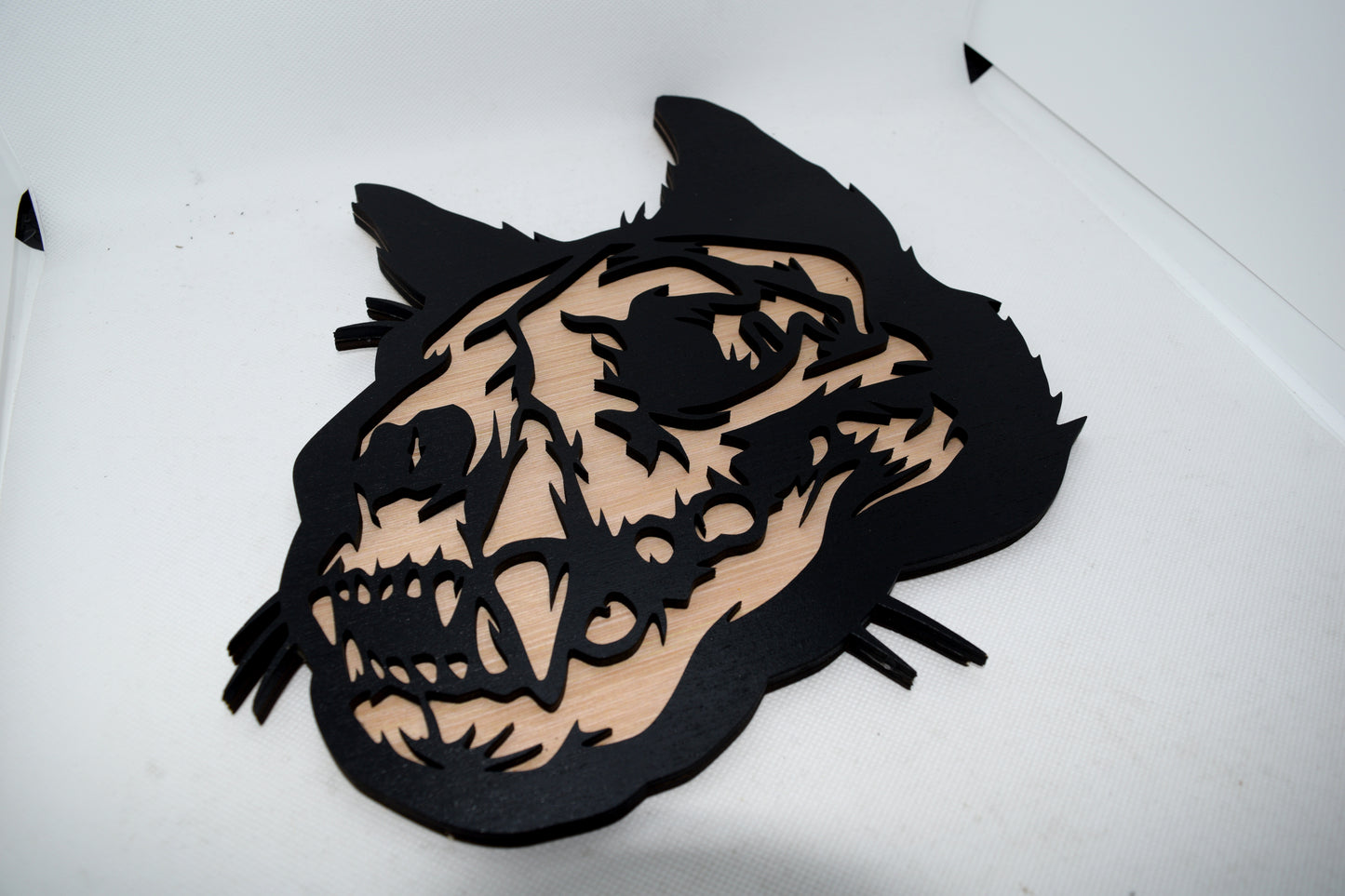 2 Layer Cat Skull Wooden Art