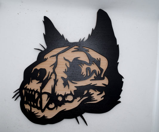 2 Layer Cat Skull Wooden Art