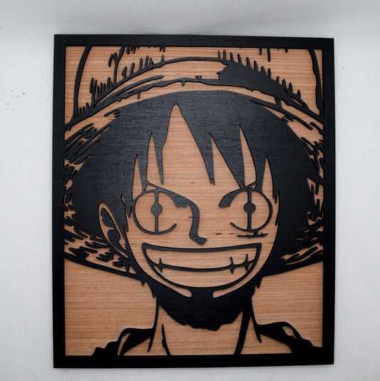 2 Layer Luffy w/ Hat One Piece Wooden Art