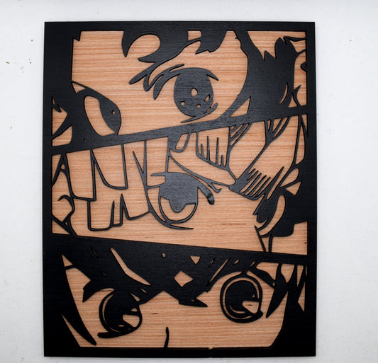 2 Layer Demon Slayer 3 Eyes Wooden Art