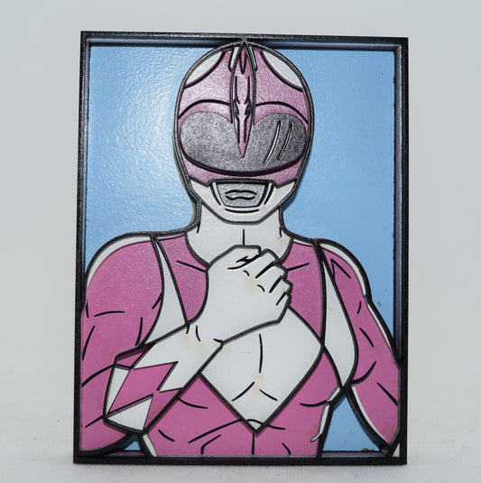 3-D Layered Pink Power Ranger Wooden Art