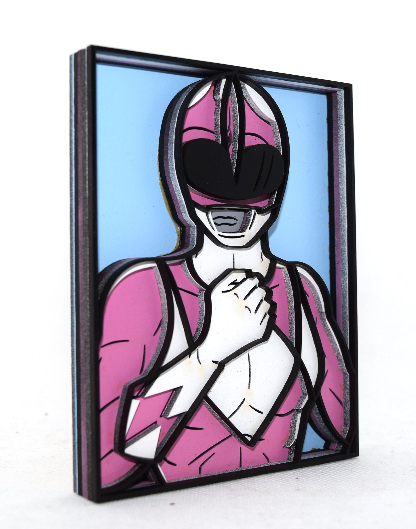 3-D Layered Pink Power Ranger Wooden Art