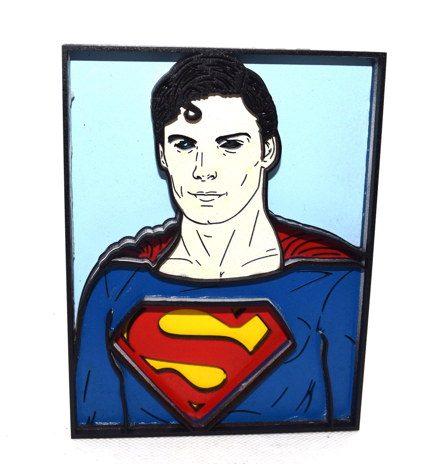 3-D Layered Superman Blue Wooden Art