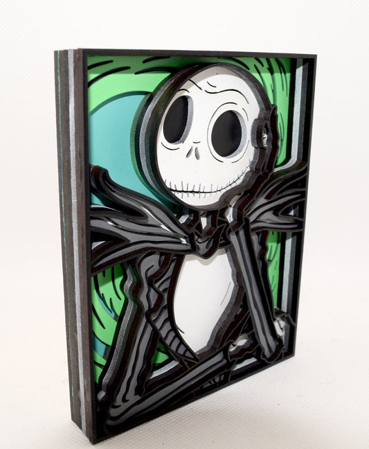 3-D Layered Jack Skellington Nightmare Before X-mas Wooden Art