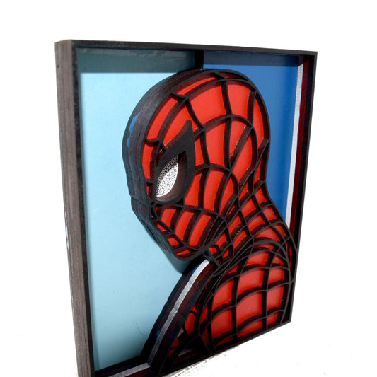 3-D Layered Spiderman Profile Wooden Art