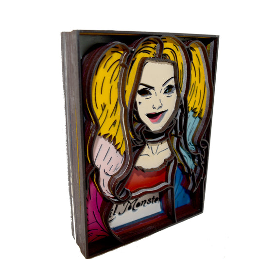 3-D Layered Harley Quinn Wooden Art