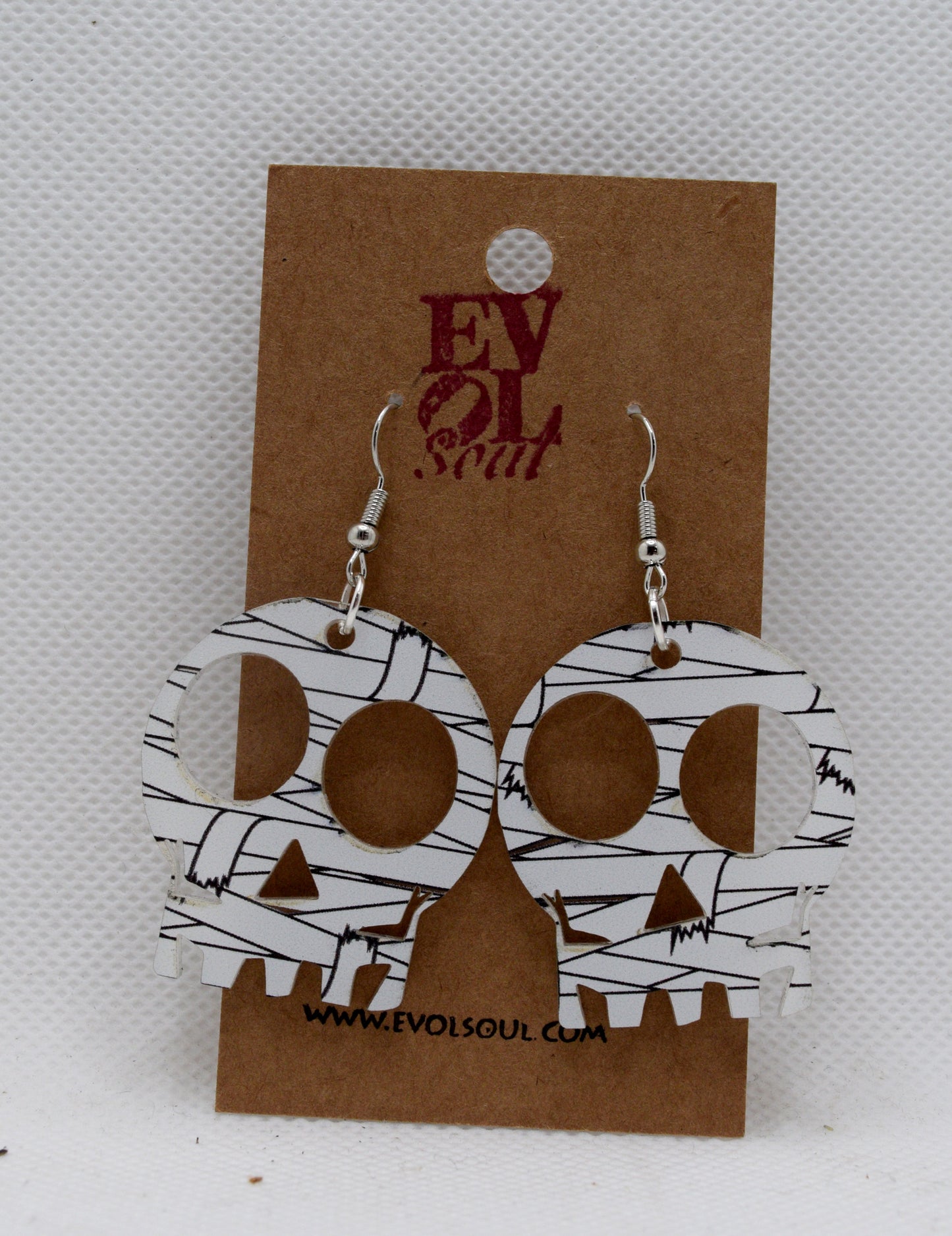 Mummy Skull Acrylic Dangle Earrings