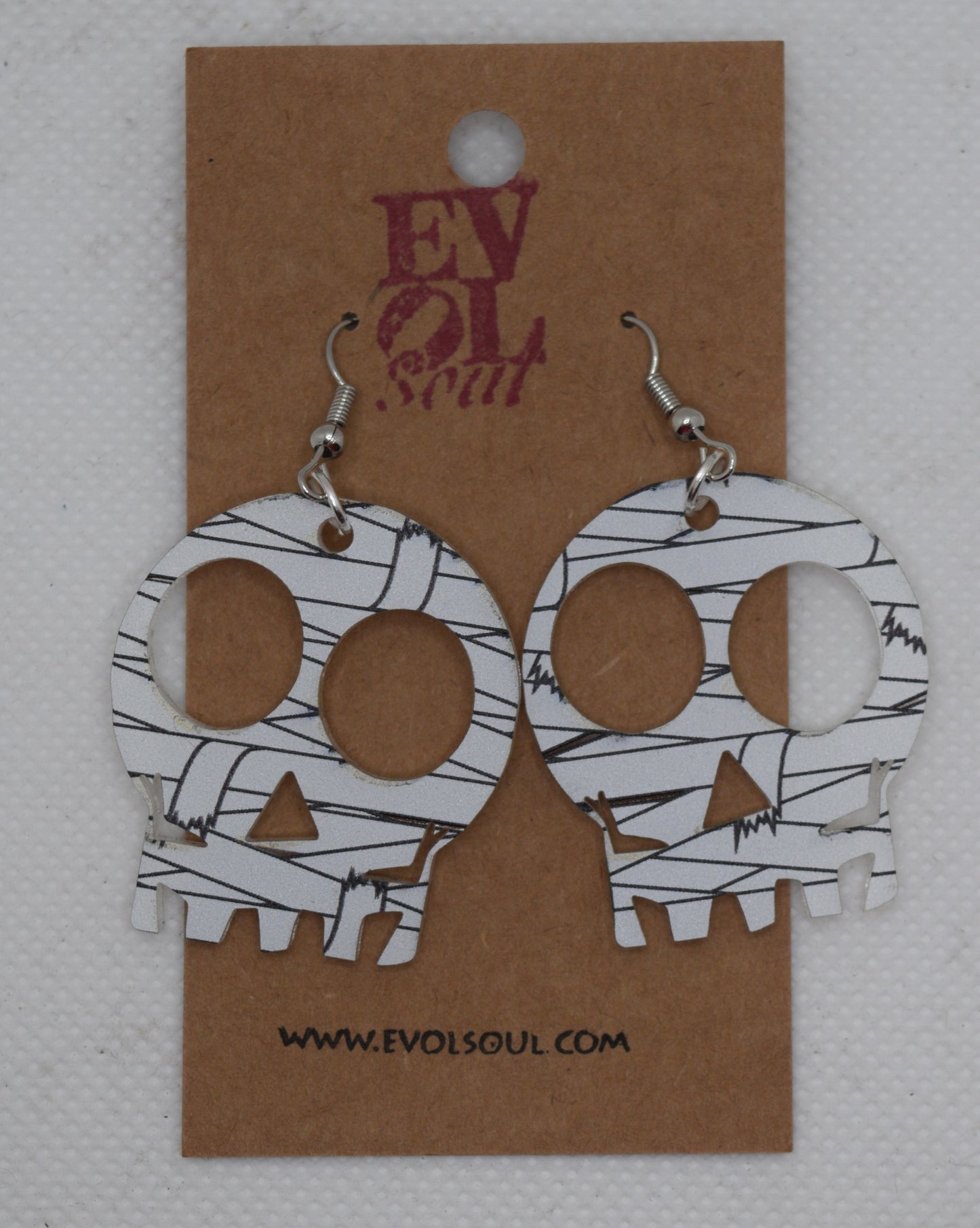 Mummy Skull Acrylic Dangle Earrings