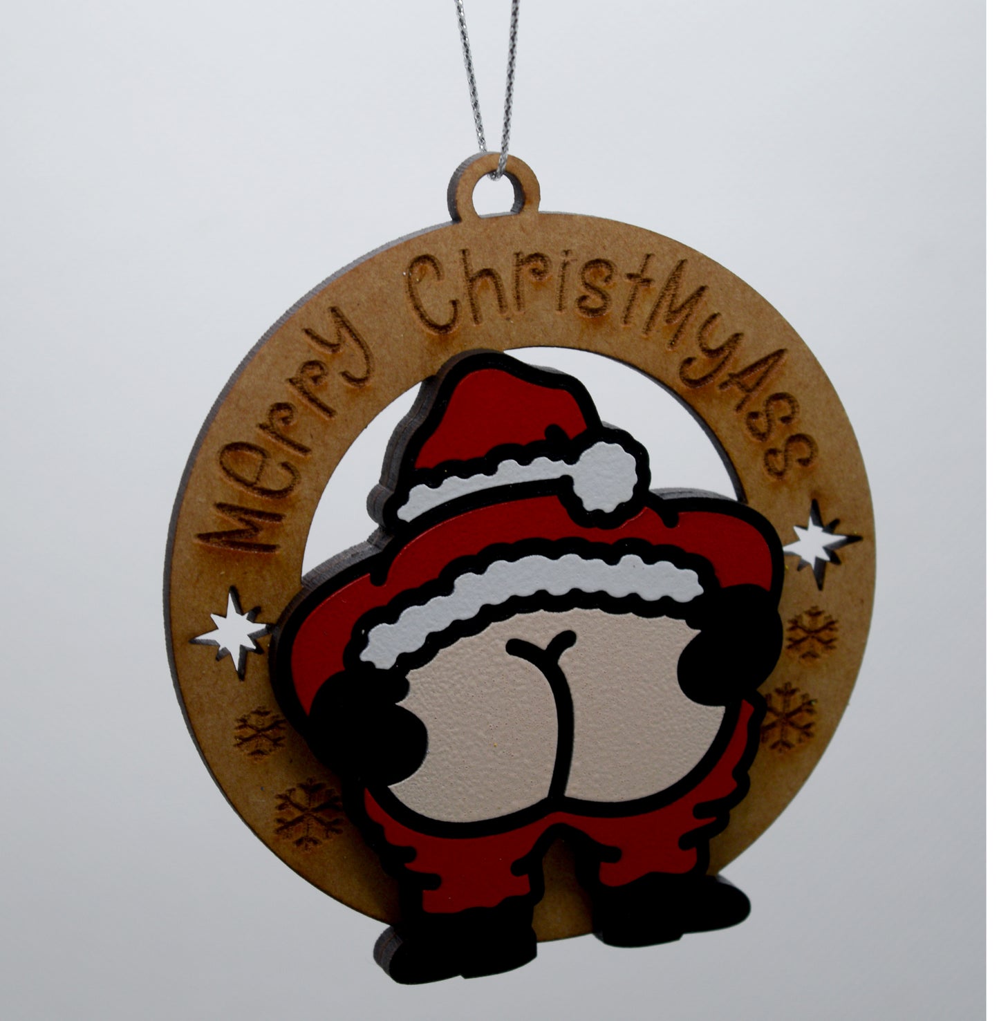 Merry ChristMyAss Santa Ornament