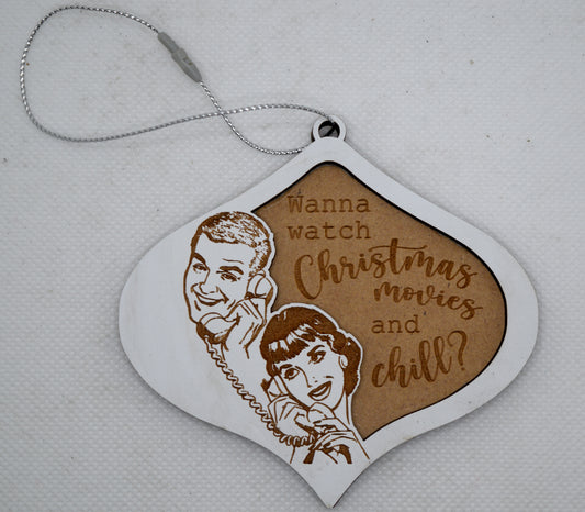 Christmas Movies and Chill Retro Ornament