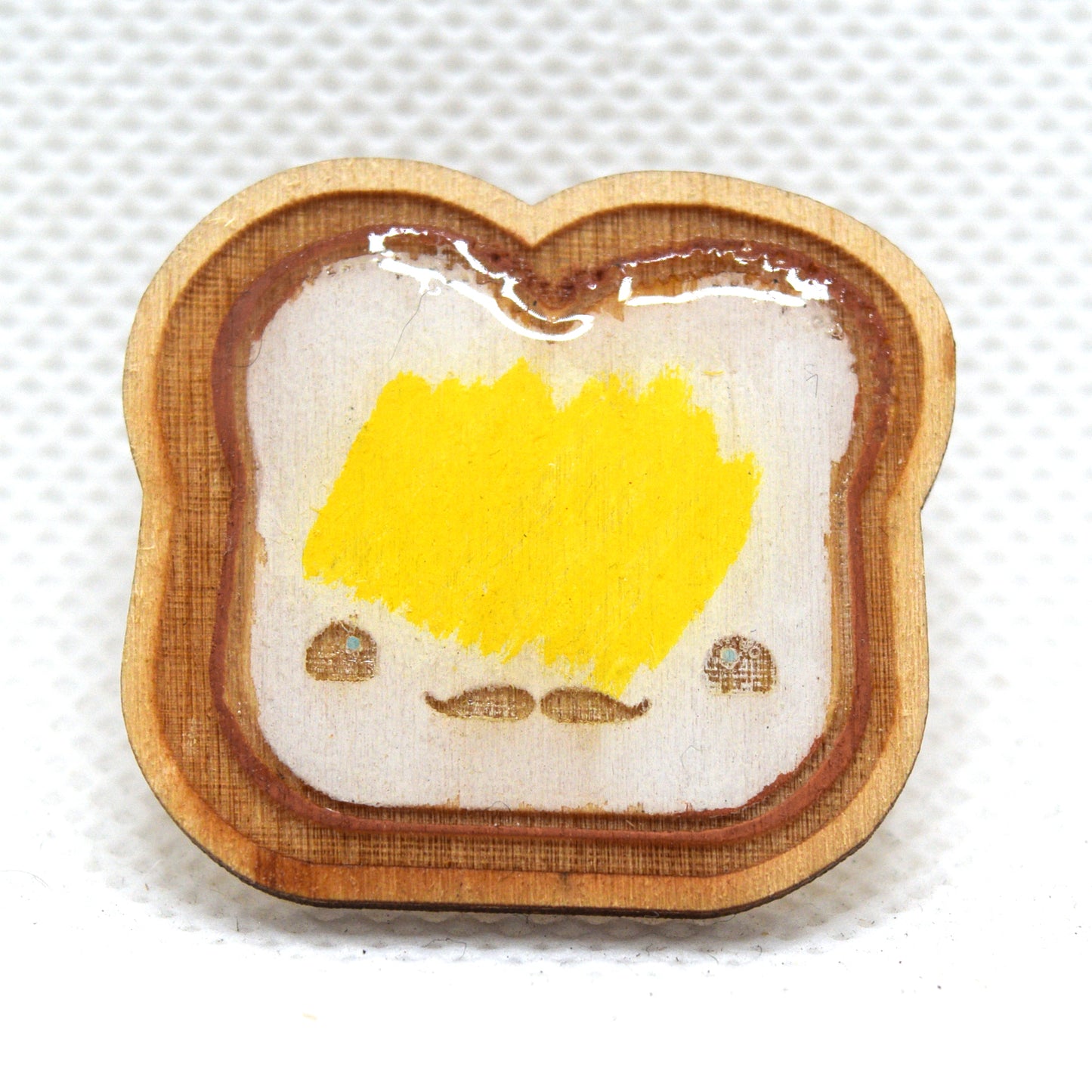 Kawaii Buttered Toast Wooden Lapel Pin
