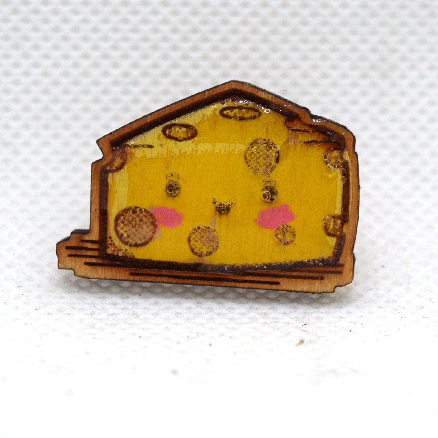 Kawaii Cheese Wooden Lapel Pin