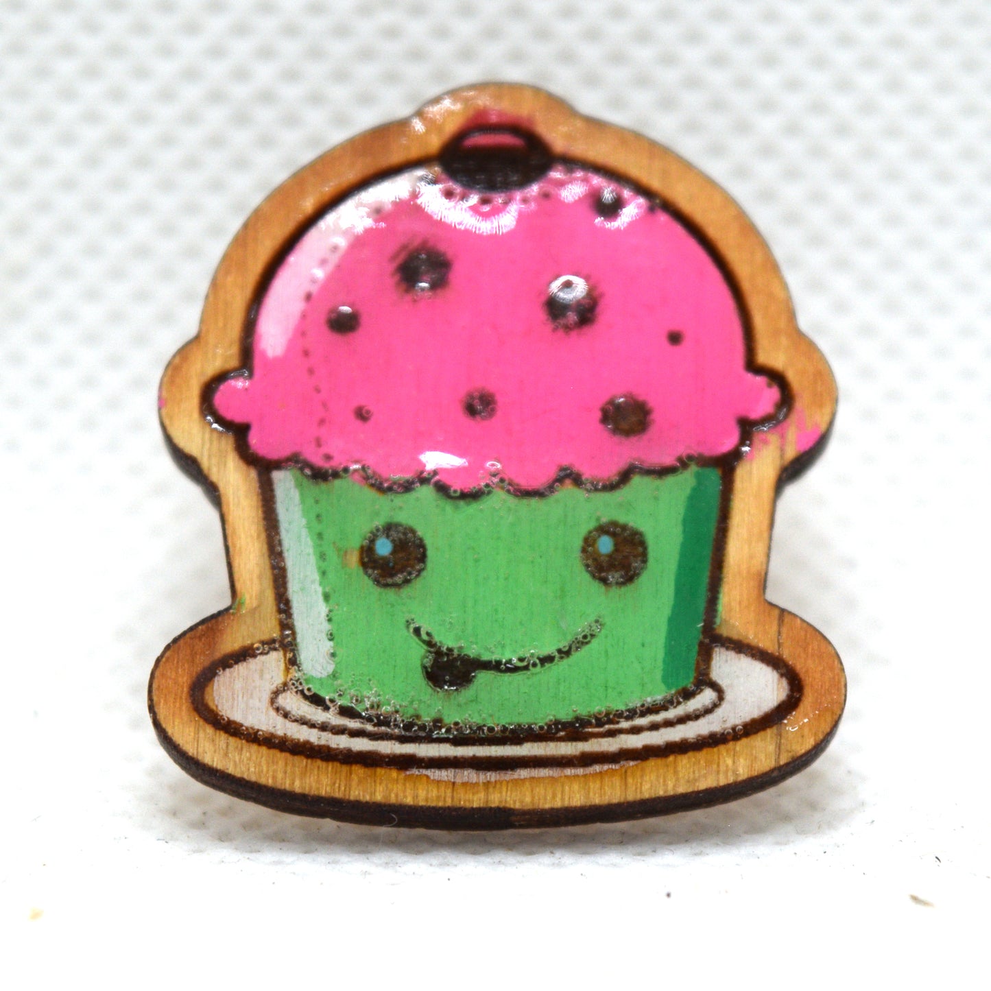 Kawaii Cupcake Wooden Lapel Pin