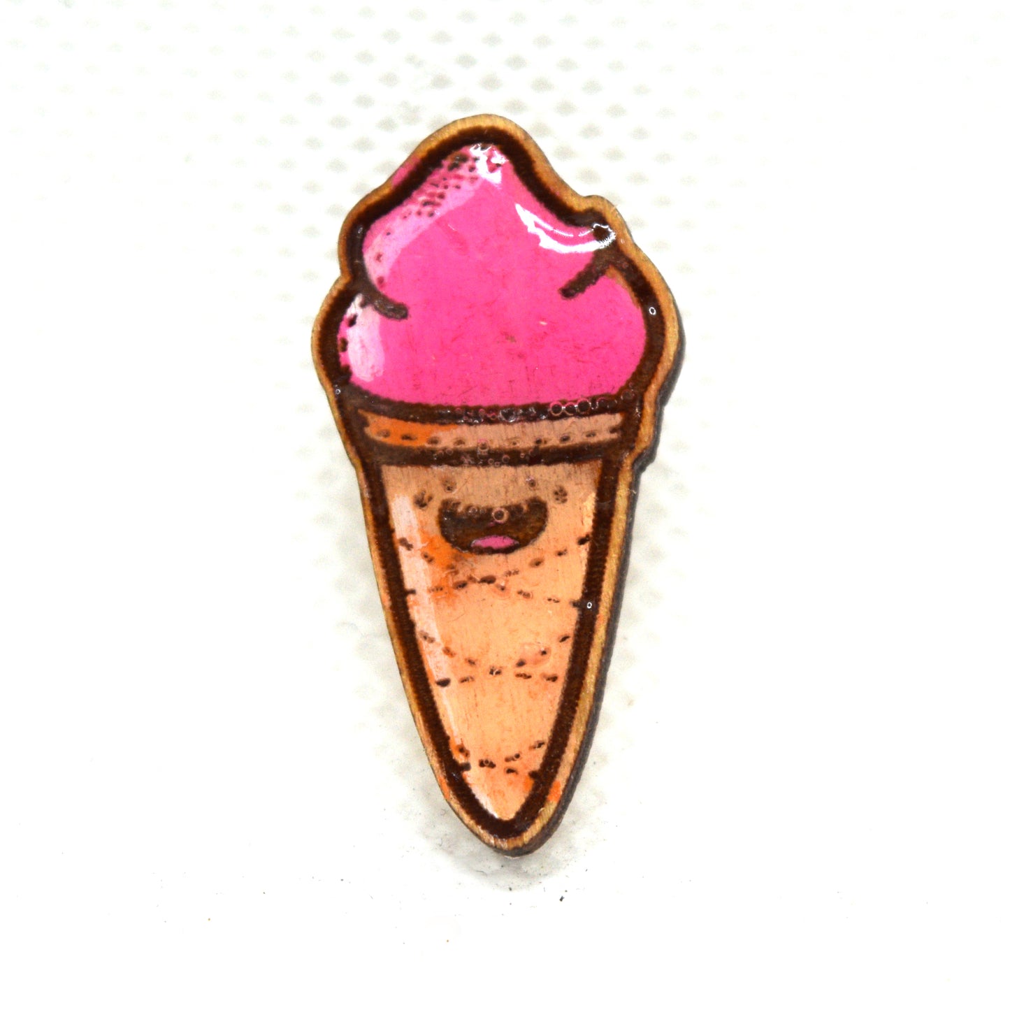 Kawaii Ice Cream Cone Wooden Lapel Pin