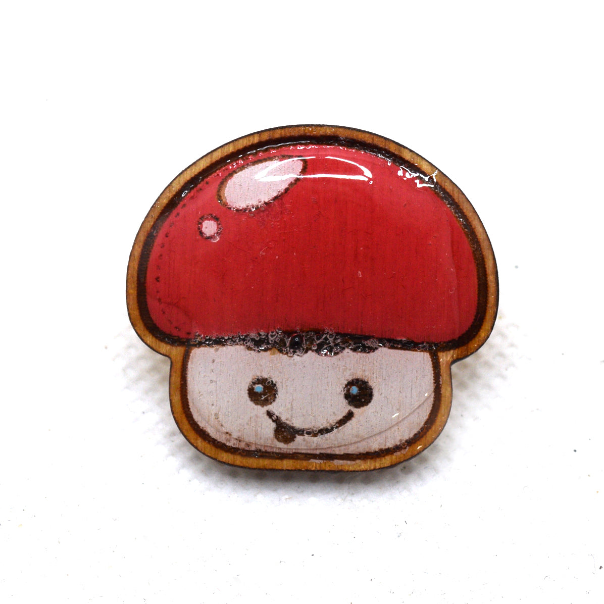 Kawaii Mushroom Wooden Lapel Pin