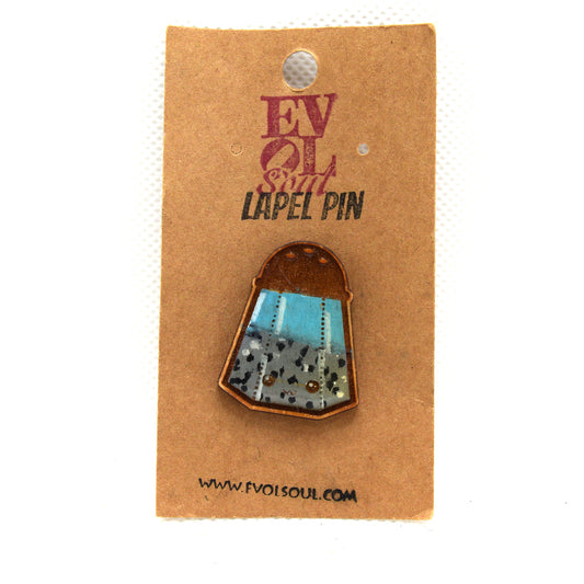 Kawaii Pepper Wooden Lapel Pin on Evol Soul branded card