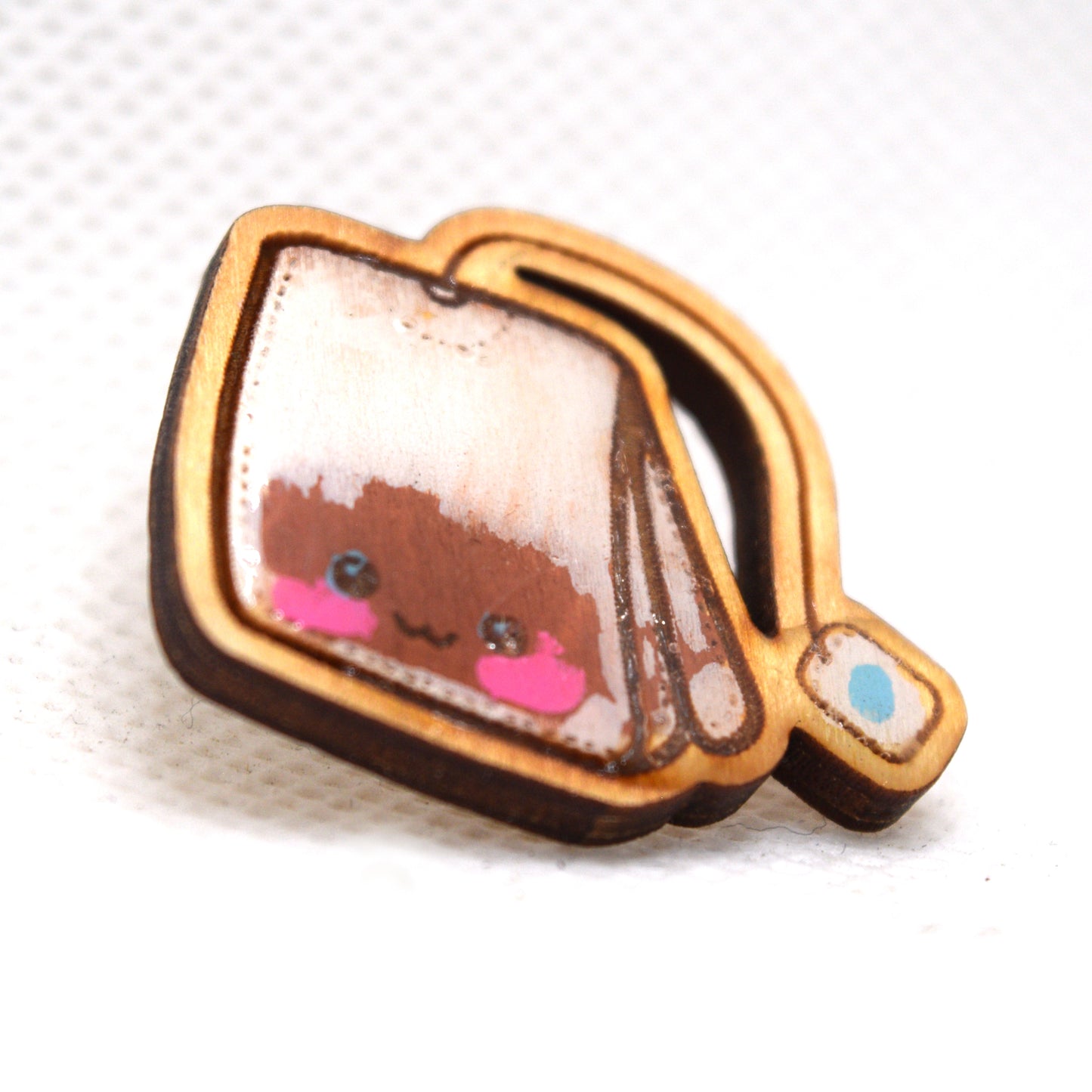 Kawaii Tea Bag Wooden Lapel Pin