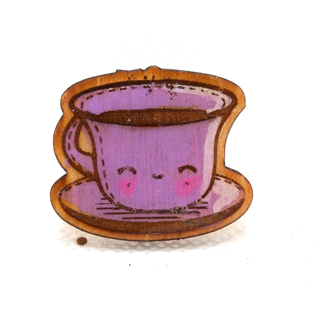 Kawaii Tea Cup Wooden Lapel Pin