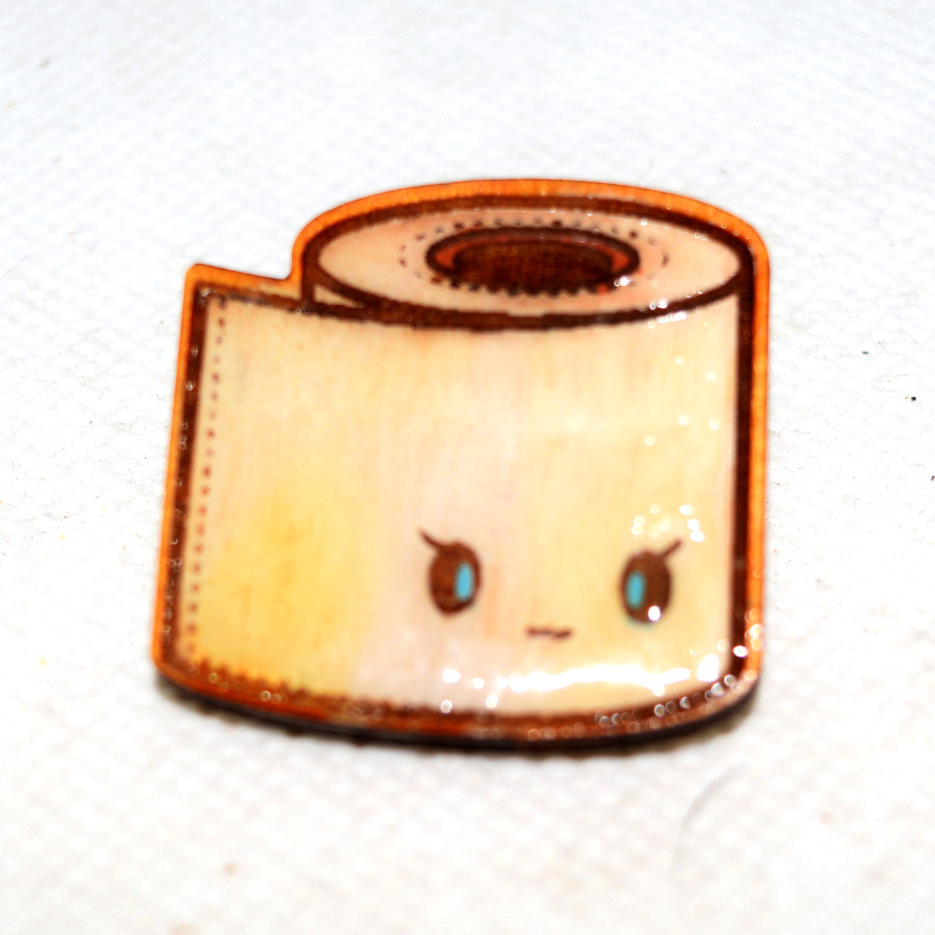 Kawaii Toilet Paper Wooden Lapel Pin