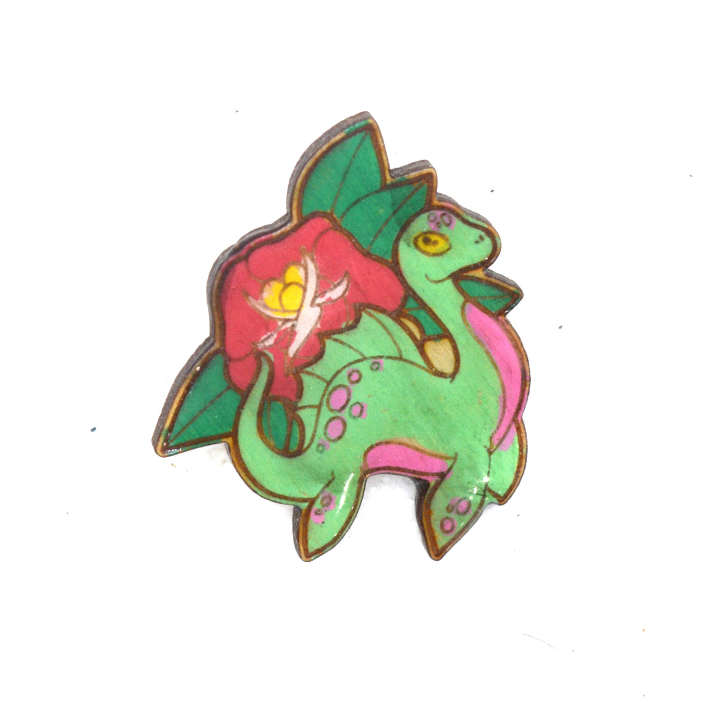 Loch Ness Monster Woooden Lapel Pin Front