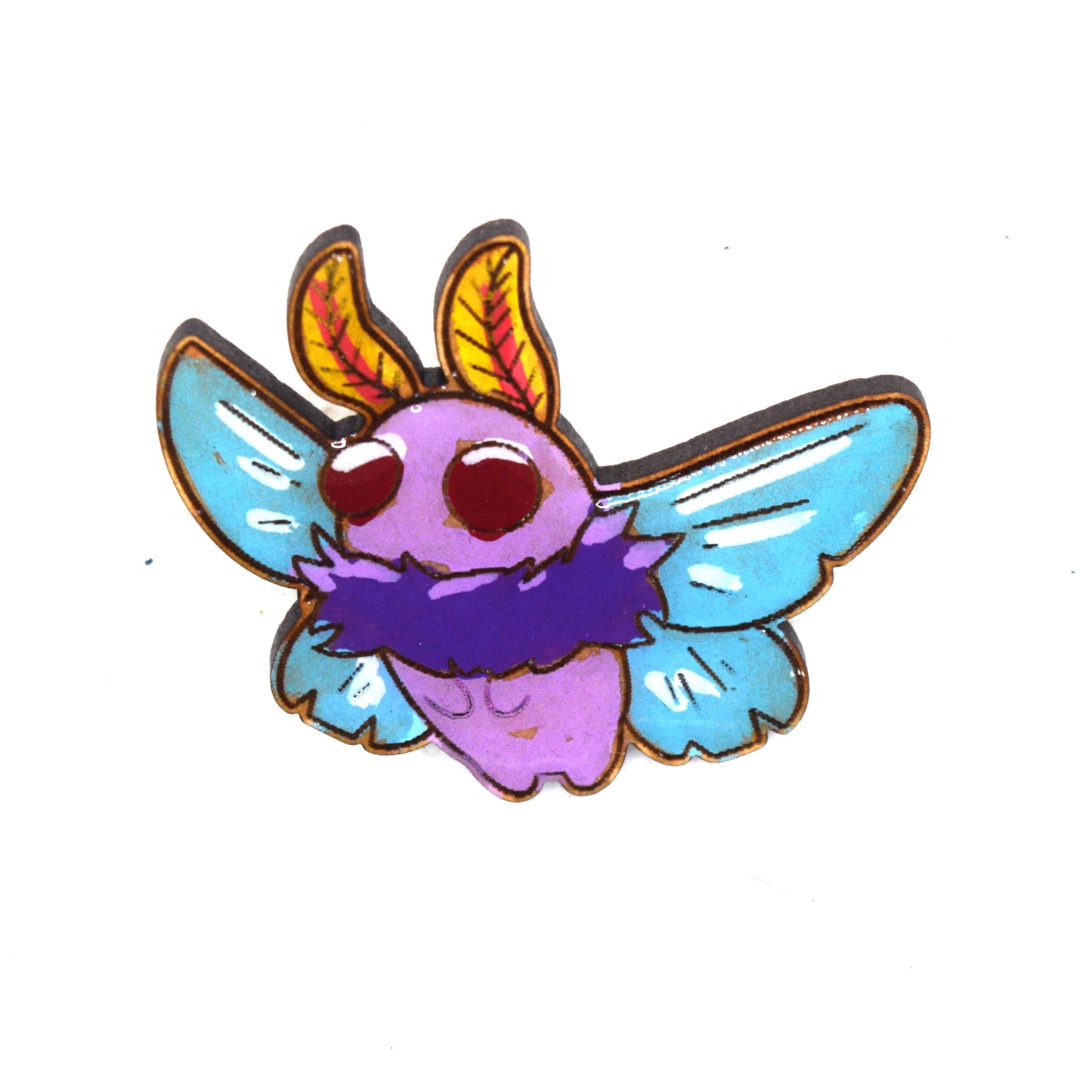 Mothman Flying Wooden Lapel Pin Front