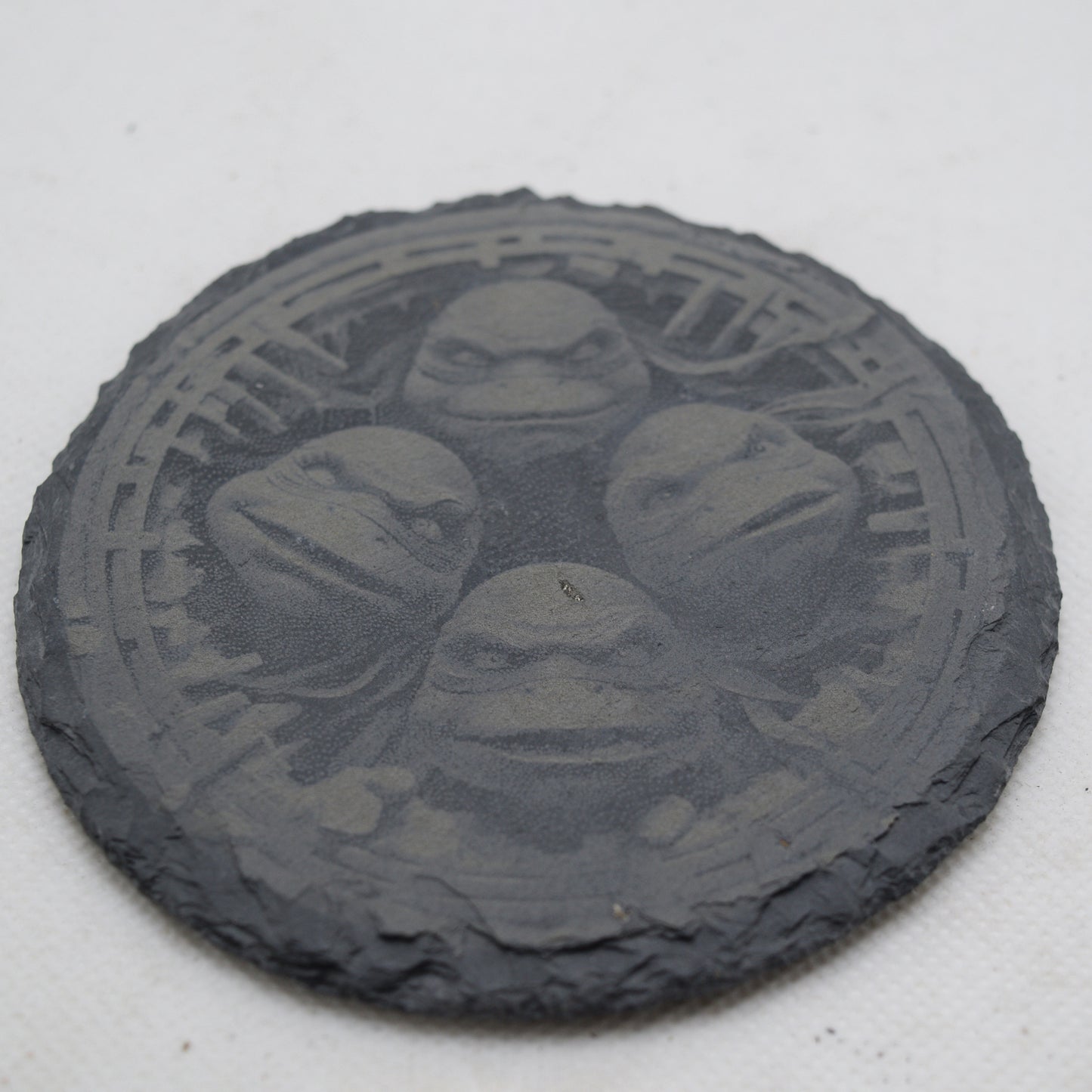 TMNT Round Slate Coaster Engraved manhole cover design