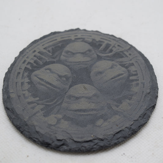 TMNT Round Slate Coaster Engraved manhole cover design