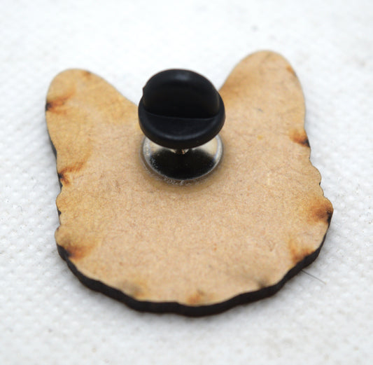 Witchy Cat Wooden Lapel Pin