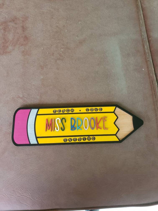 Customized Teacher Pencil Name Wall Decor