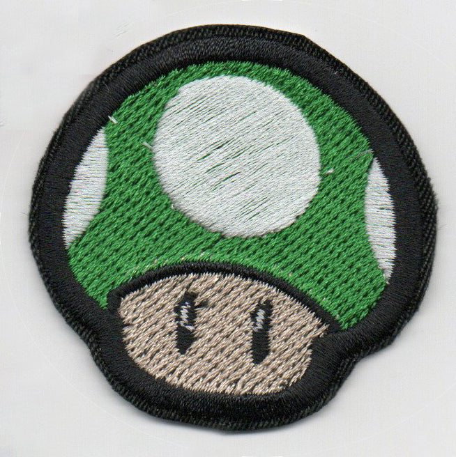 Green Mario Mushroom Embroidered Patch