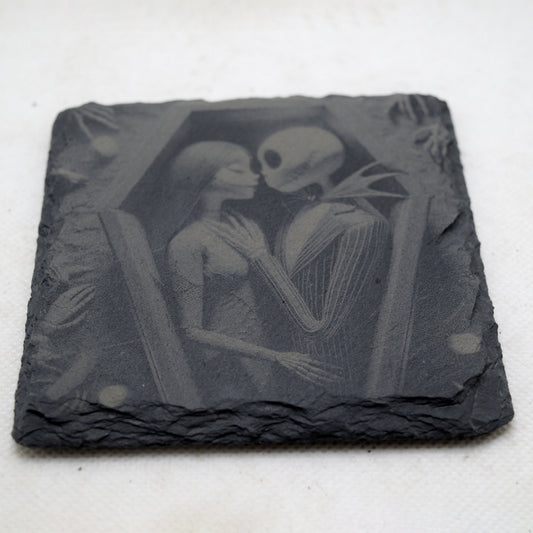 Jack and Sally Slate coaster flat