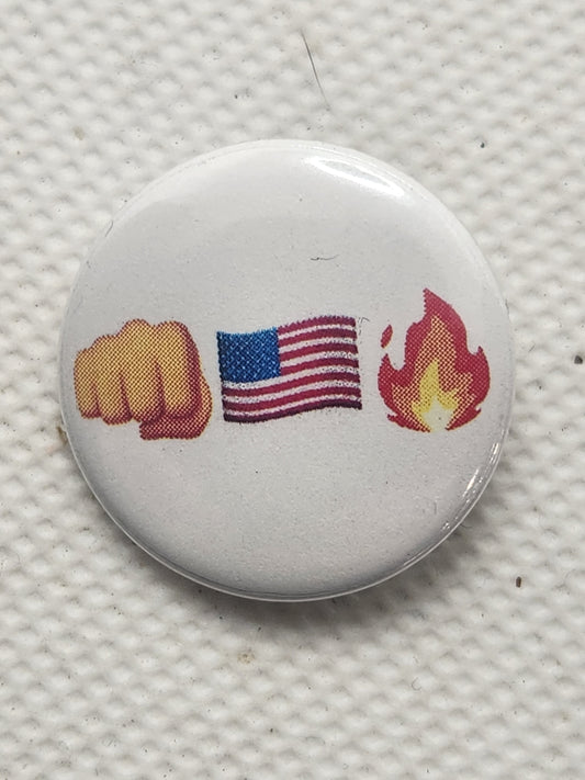 Fist Flag Fire Signal Chat Emoji 1 inch button