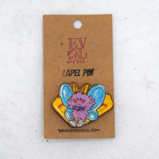 Tattoo Flash Mothman Wooden Lapel Pin on Card