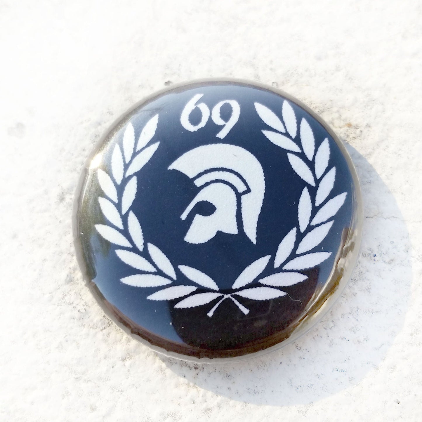 Trojan 69 Wreath 1 Inch Button