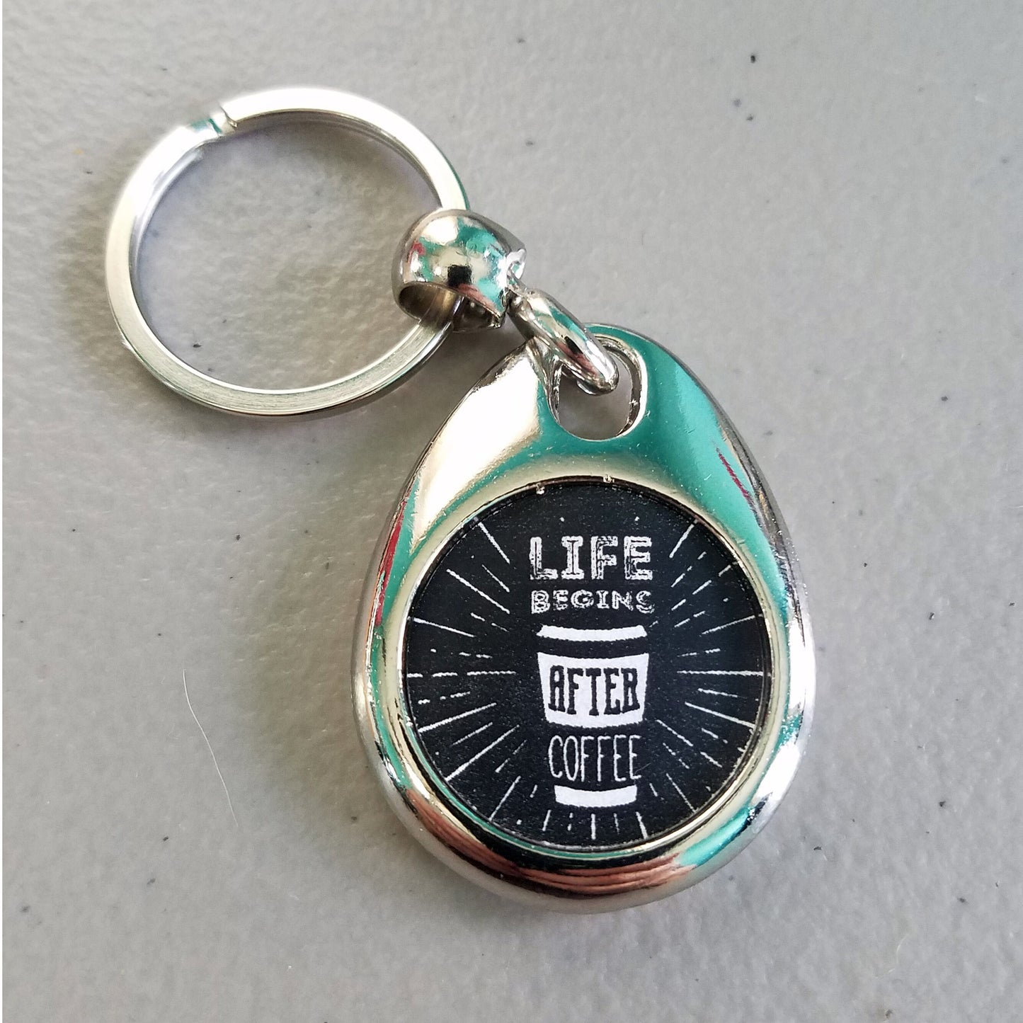 Life Begins After Coffee Keychain