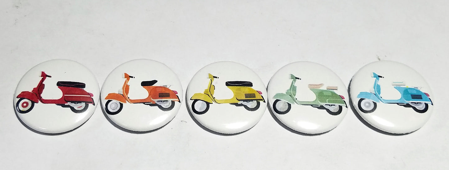 Rainbow Vespa Scooter 1 inch button set