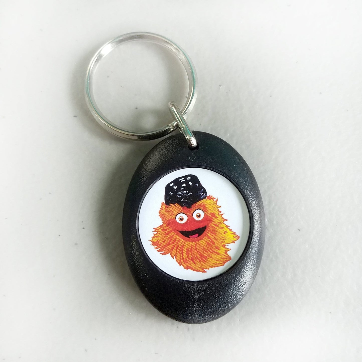 Gritty Black Plastic Keychain