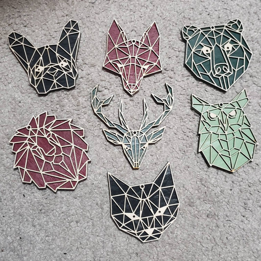 Geometric Fox Wooden Christmas Ornament