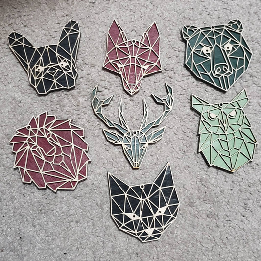 Geometric Boston Terrier/Frenchie Wooden Christmas Ornament