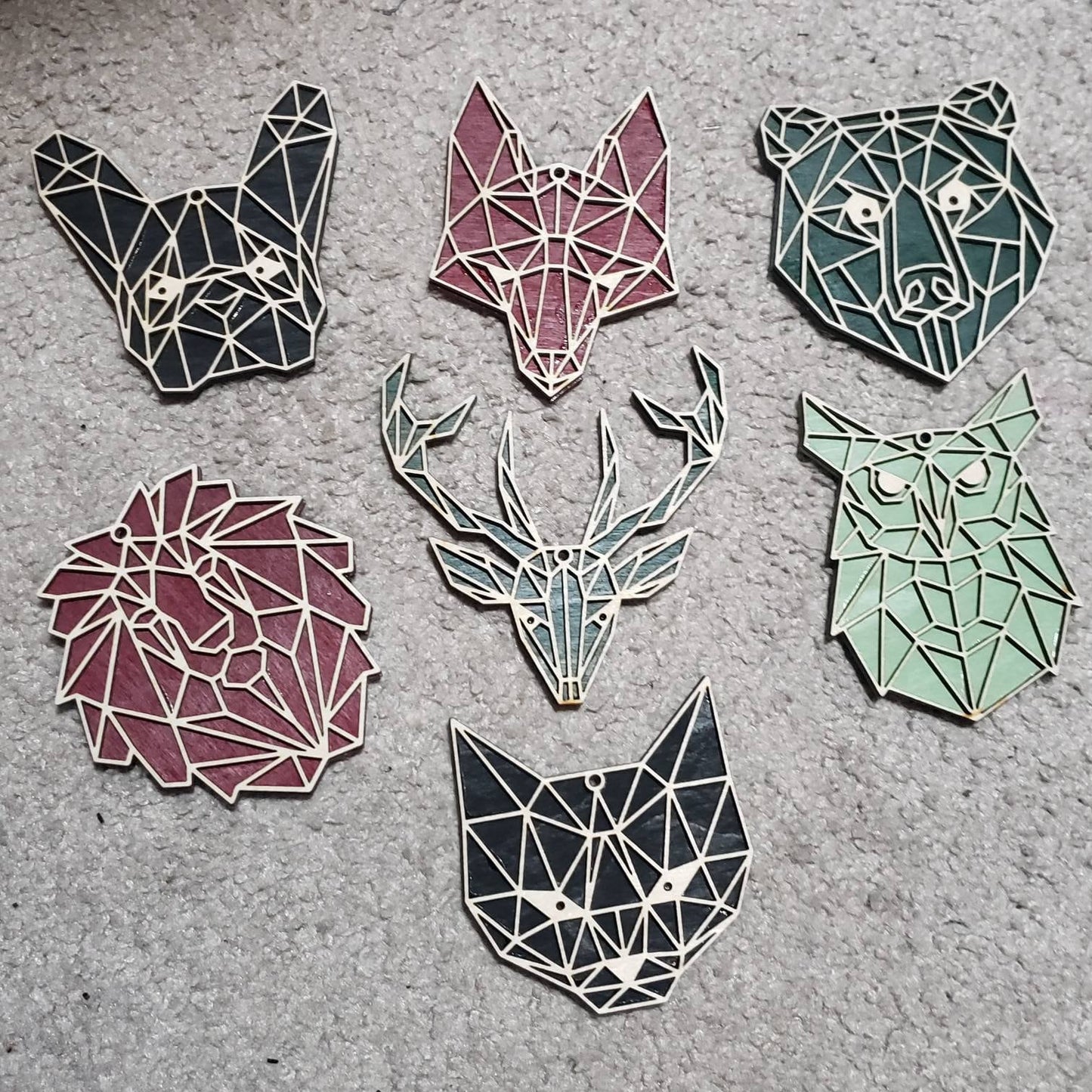 Geometric Lion Wooden Christmas Ornament