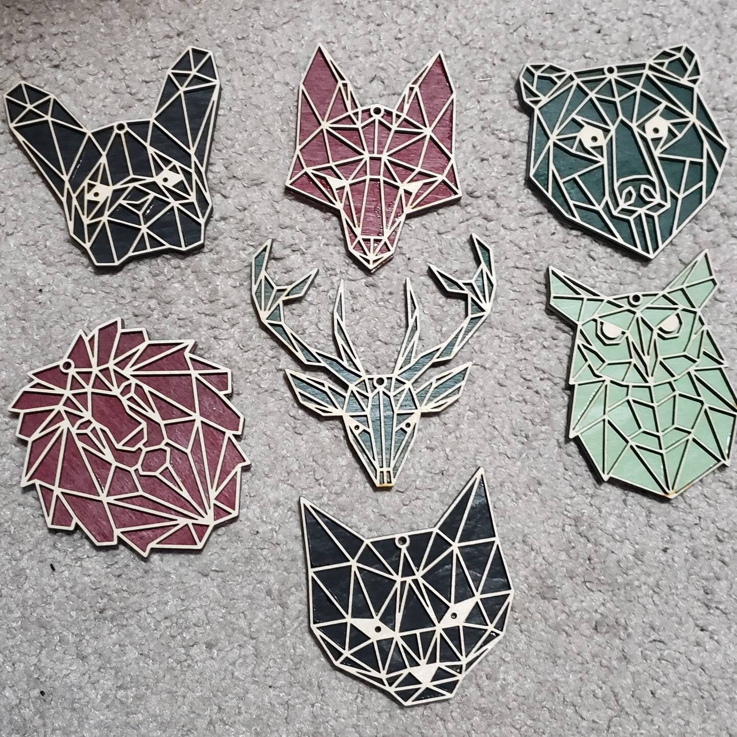 Geometric Yellow Dog Wooden Christmas Ornament