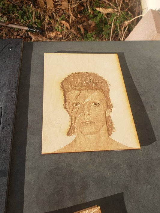 David Bowie Alladin Sane Photo 5x7 Engraved Wood