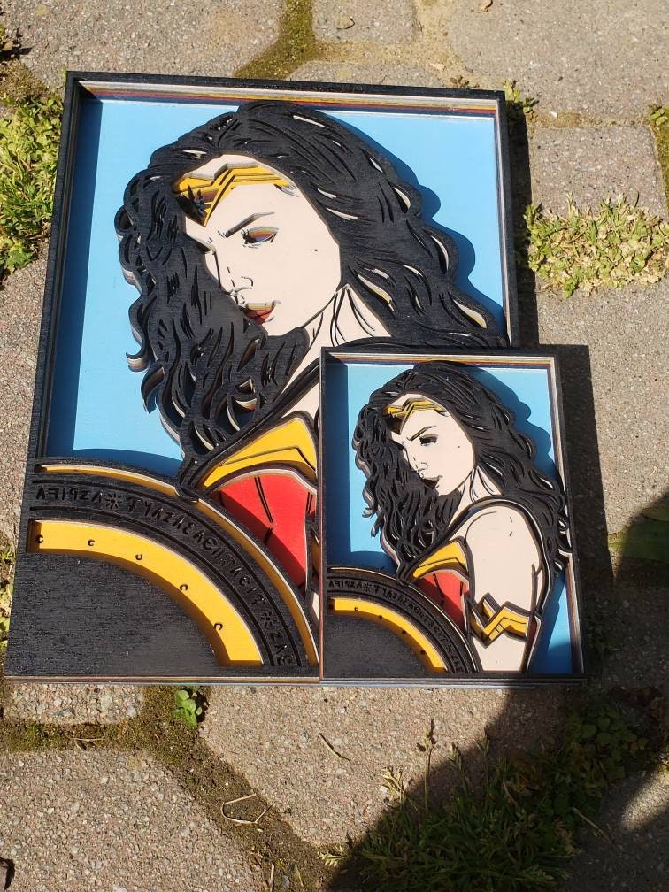 3-D Layered Wonder Woman Wooden Art