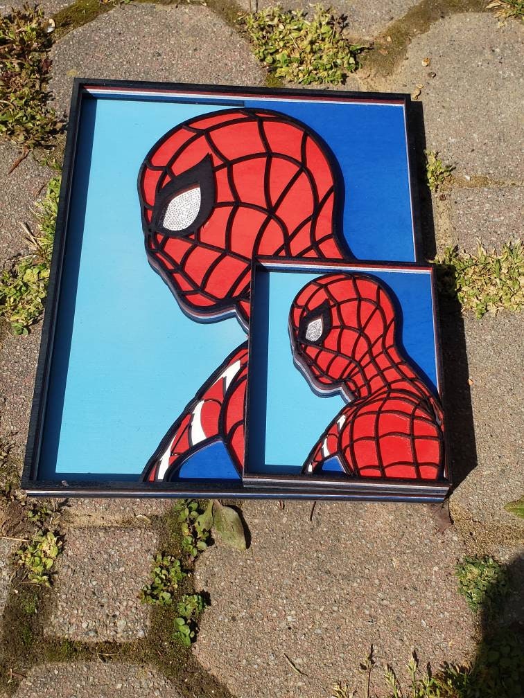 3-D Layered Spiderman Profile Wooden Art