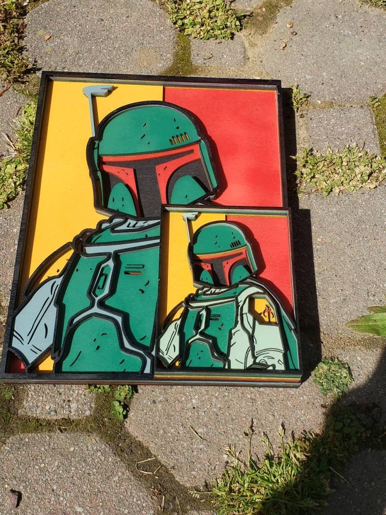 3-D Layered Boba Fett Wooden Art