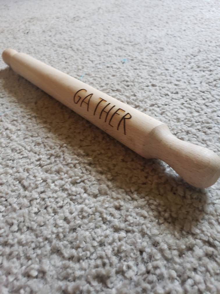 Small Thin Rolling Pin with skinny text
