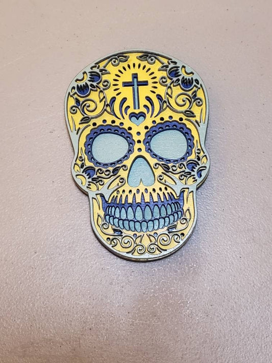Sugar skulls cross small decor