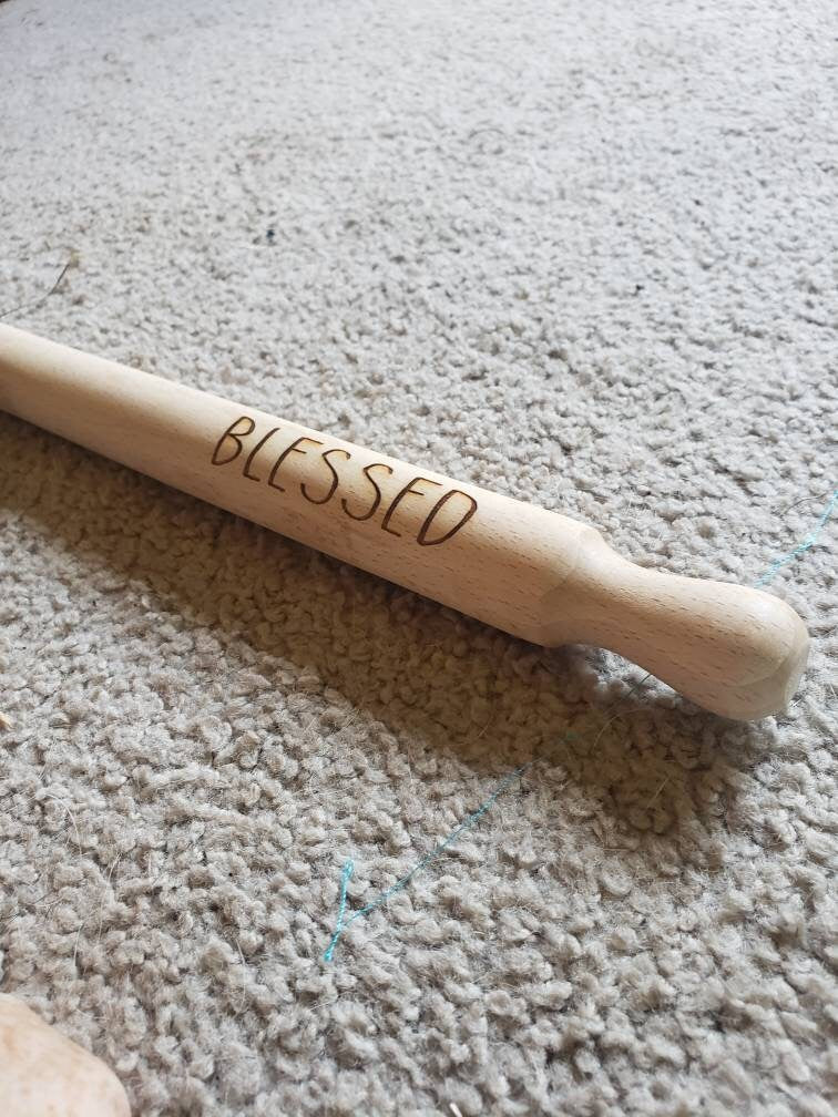 Small Thin Rolling Pin with skinny text